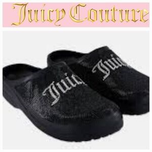 Juicy Couture Cruz Rhinestone Logo Clogs- Black/Silver